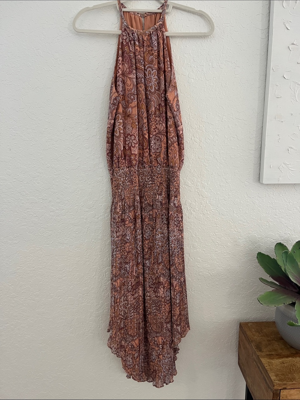 Ramy Brook Rust Paisley Halter Maxi Dress